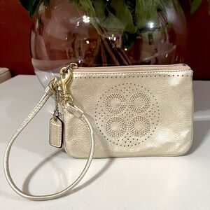 Coach Poppy Metallic Gold Wristlet